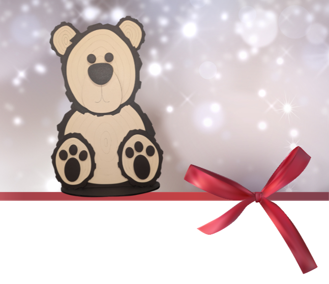 Wood Slice Bear Shelf Sitter