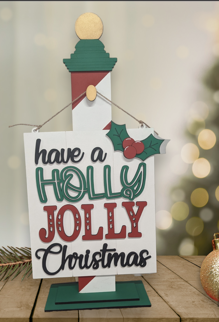 Holly Jolly Post Shelf Sign